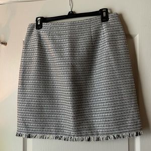 Loft Outlet Tweed Mini Skirt with Fringe